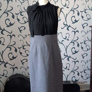 Merona Black & Grey Bow Neck Business Sheath Dress